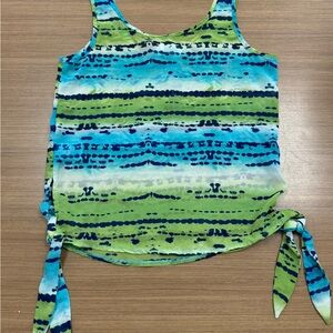 Selena Gomez Dream Out Loud Blue and Green Patterned Tank Top